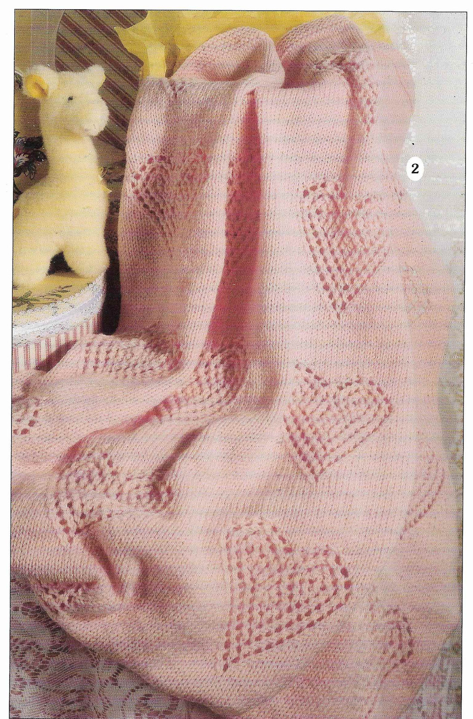 3 X Baby Blanket Knitting Pattern 4 PLY DK Baby Heart Blanket Etsy