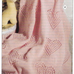 3 X Baby Blanket Knitting Pattern 4 PLY DK Baby Heart Blanket Knitting Pattern Diamond Shawl Sport Fingering Yarn PDF instant download