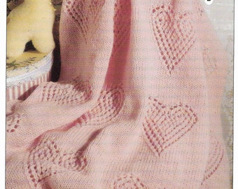 3 X Baby Blanket Knitting Pattern 4 PLY DK Baby Heart Blanket Knitting Pattern Diamond Shawl Sport Fingering Yarn PDF instant download