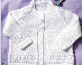 3 Ply Baby Cardigans Knitting Pattern PDF Newborn Matinee Coat Cardigan Baby Doll Premature  Round Neck 12 - 22 inch 3 PLY Instant download