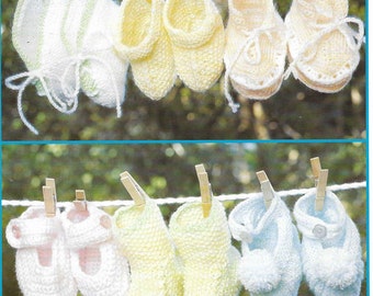 Shoe Knitting Pattern Boot knitting Pattern Instant Down load 4 PLYKnitting Pattern PDF  Baby Shoes Christening Baby Bootees Booties