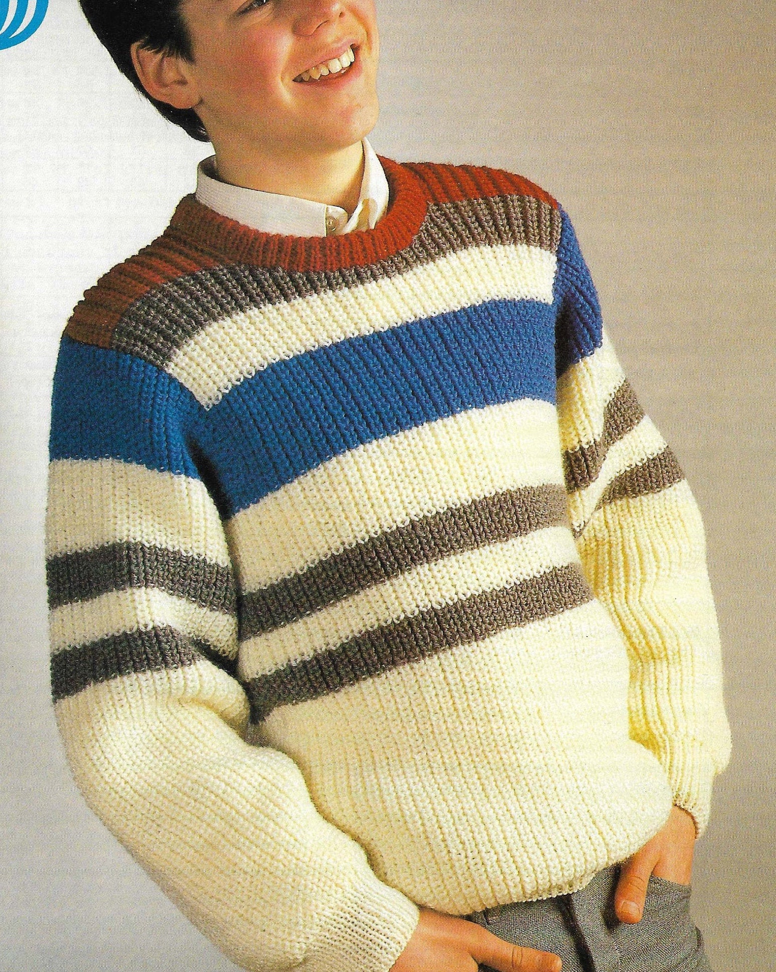 Boys Fisherman Rib Knitting Pattern Boys Sweater Jumper Etsy UK