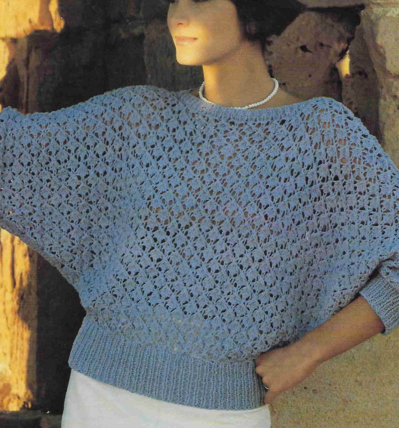 11 X femmes coton été pull tricot modèle dames court chauve-souris gilet sans manches tricot PDF coton DK 30 40 pouces téléchargement immédiat image 2