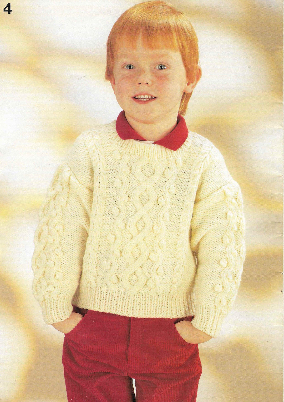 Boys Cable Knitting Pattern PDF Boys Sweater Jumper Cable Aran Knitting