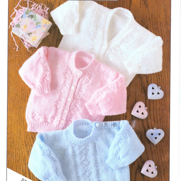 Baby Cardigans Knitting Pattern PDF Newborn Jumper Cardigan Baby Premature Cardigan V Neck Round 14 - 22 inch DK Instant download