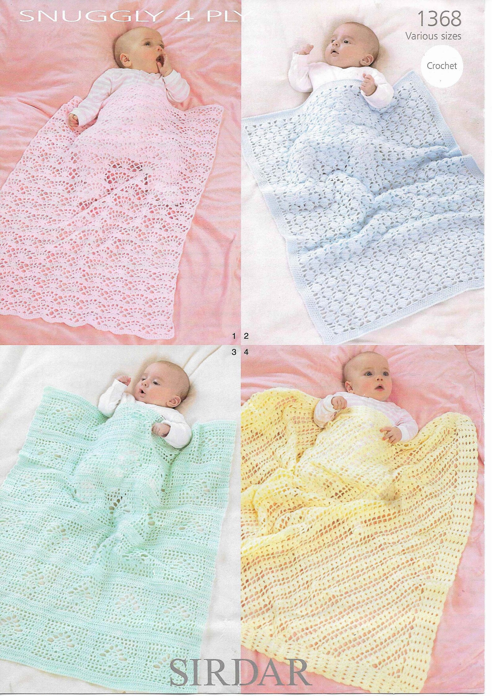 4 X Baby 4 PLY Blanket CROCHET Pattern Afghan Blanket Crochet Etsy UK