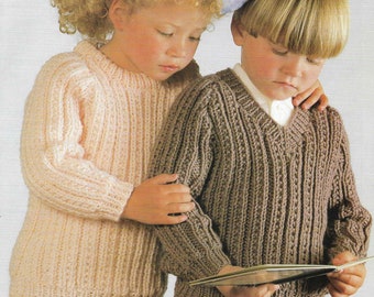 Boy Girl Chunky Sweater Knitting Pattern PDF Boy Sweater Jumper Chunky Knitting Pattern 4 - 12 yrs 22 - 32 inch Pattern PDF Instant Download