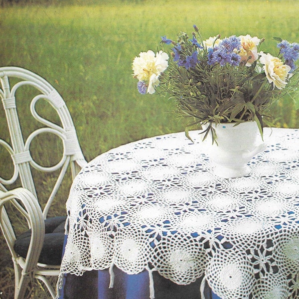 Vintage CROCHET Pattern Tablecloth PDF Retro Home Pattern Vintage 40 inch Square Tablecloth Crochet e Pattern PDF Instant Download