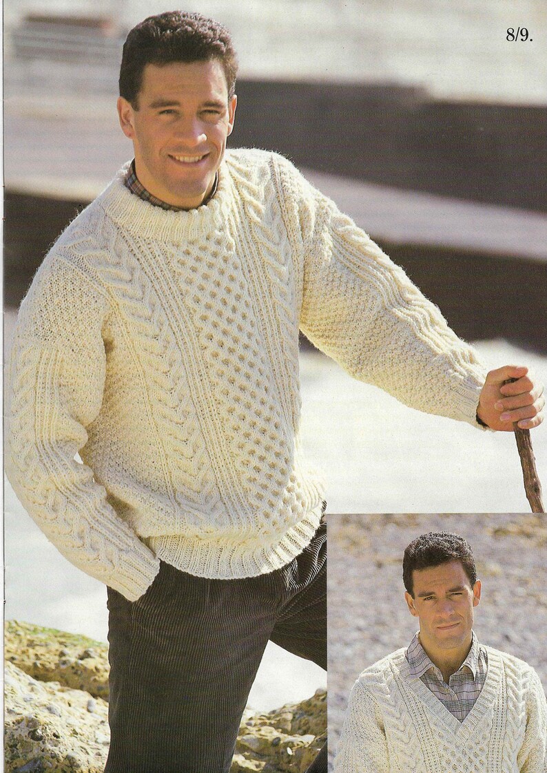 9 X Aran Cardigan Aran Sweaters Knitting Pattern Ladies Men | Etsy