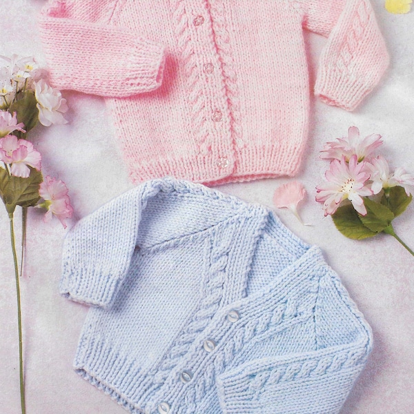 12 Premature Baby 4 PLY DK Knitting Pattern PDF Newborn Early Arrival Cardigan All in One Dress Boy Girl 13 / 16 - 22 inch Instant download