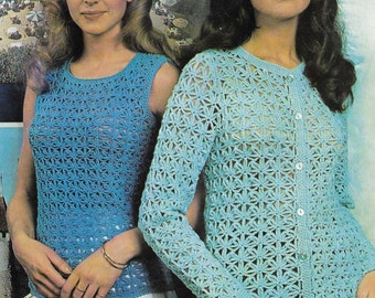 Vintage Womens Ladies Crochet Summer Top Crochet Pattern Crochet Sweater Top PDF 33 - 38 inch DK Crochet Pattern pdf instant download