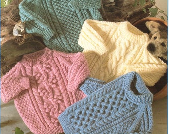 Baby Knitting Pattern Childrens Knitting Pattern Aran Sweaters Jumpers 18-28 inch Aran Wool Toddler Knitting patterns PDF Instant Download