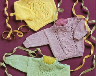 Baby Lace Knitting Pattern Baby Sweater Jumper Newborn Cable Neck Round DK 12 - 22 inch Cable Knitting Pattern PDF Instant Download