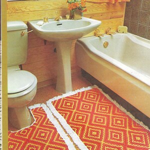 Bath Set CROCHET Pattern Bath Rug PDF Retro Floor Rug Pattern Vintage Bath Mat Crochet e Pattern PDF Instant Download