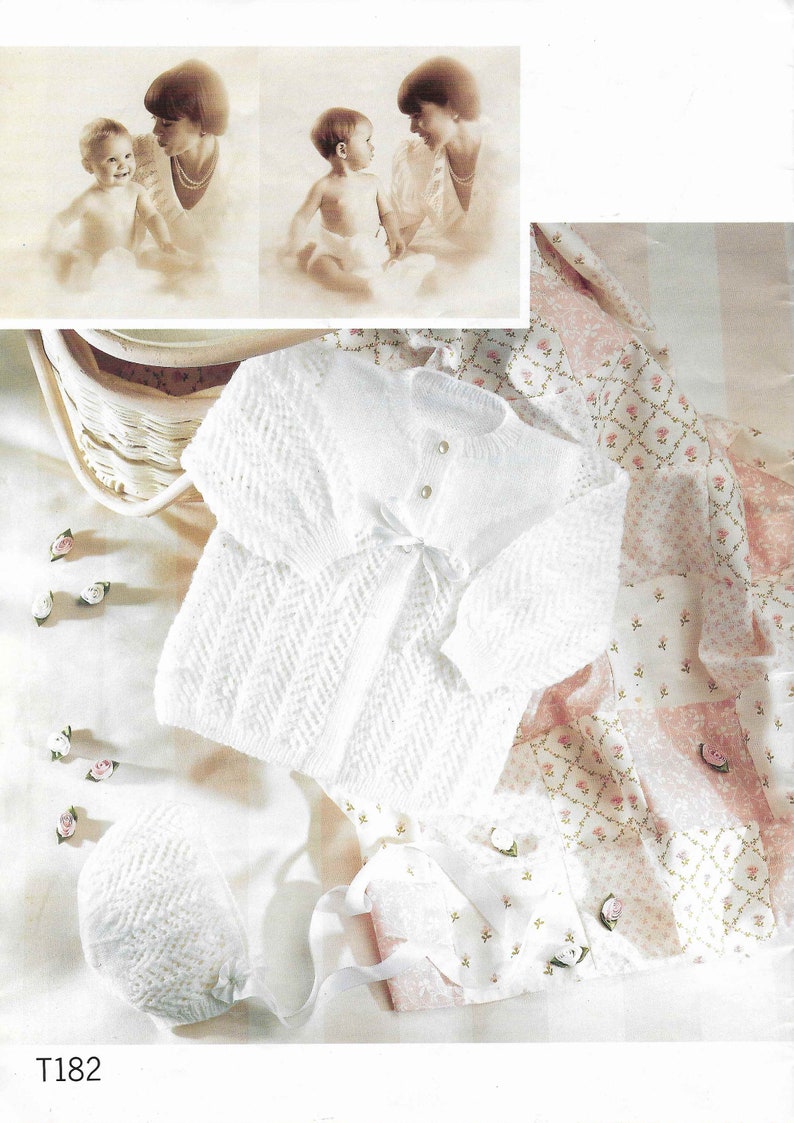 Newborn Baby Toddler Knitting Pattern Boy Girl Cardigan Dress Hat Beret Trouser Sweater Jumper DK 3 4 Ply 12-22 Pattern Instant Download