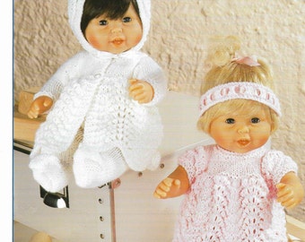 Baby Dolls Knitting Pattern Dress Hat Shoes Baby Grow Coat Band Cardigan Knitting Pattern Set Dolls Clothes 14 inch DK PDF Instant Download