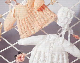 Baby Knitting Pattern PDF Baby Knitting Patterns Hat Cardigan Baby Cardigan Vintage Matinee Baby Vintage 16 - 20 inch DK Instant download