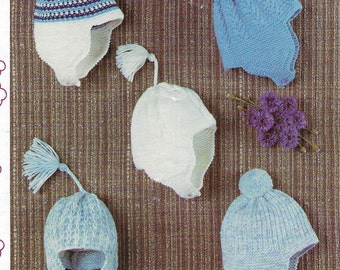 Baby Hat Knitting Pattern Boys Girls newborn - 1 Years Newborn Baby Hats DK Knitting Pattern Baby Newborn Boys Girl DK PDF Instant Download