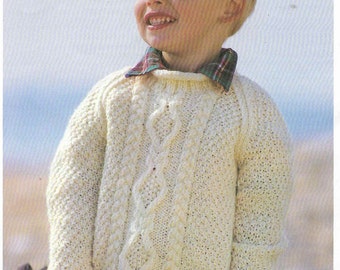 Boys Cable Knitting Pattern PDF Boys Sweater Jumper Cable Aran Knitting Pattern 2 - 9 yrs 20 - 26 inch Cable Pattern PDF Instant Download