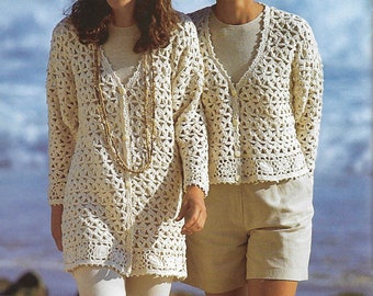 Women Crochet Long Jacket Pattern Cardigan Crochet Pattern Motif Long Panel Coat 32 - 42 DK Cotton Crochet Pattern pdf instant download
