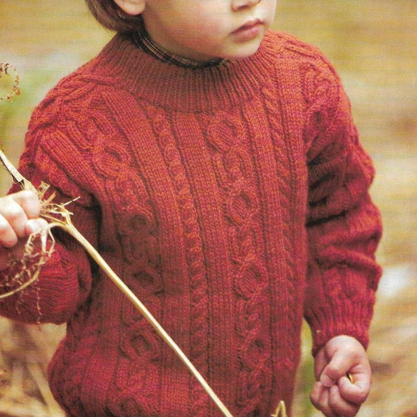 Boys Cable Knitting Pattern PDF Boys Sweater Jumper Cable DK Knitting Pattern 1 - 11 yrs 20 - 30 inch Cable Pattern PDF Instant Download
