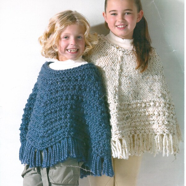 Children's Ponchos Knitting Pattern Childs Ponchos Bobble Textured Poncho 24 - 44 inch Girls Knitting Pattern pdf instant download