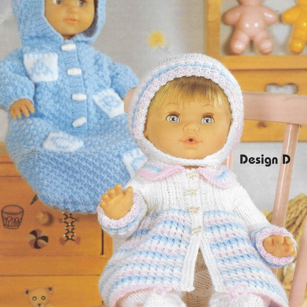 8 X Baby Doll Knitting Pattern 8 X Outfit Dress Coat Cardigan Sleep Bag Premature Doll Clothes 4 PLY DK 12 -  22 inch PDF Instant Download