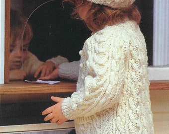 10 X Aran Jacket Knitting Pattern Boy Girl Knitting Pattern CABLE Sweater Cardigan  20 - 28 inch 1 - 7 Year  pattern PDF Instant Download