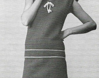 5 X Vintage CROCHET Womens Girls Crochet Trouser Suit Top Dress Crochet Pattern Waist Coat Ladies Crochet Dress Pattern PDF instant download