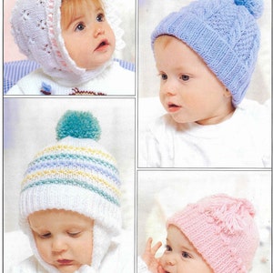 Baby Hat Knitting Pattern Boys Girls Newborn 0 2 Years Baby DK Bobble Hat Knitting Pattern Newborn Boy Girl DK PDF Instant Download image 1