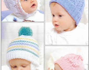 Baby Hat Knitting Pattern Boys Girls Newborn 0 - 2 Years Baby DK Bobble Hat Knitting Pattern Newborn Boy Girl DK PDF Instant Download