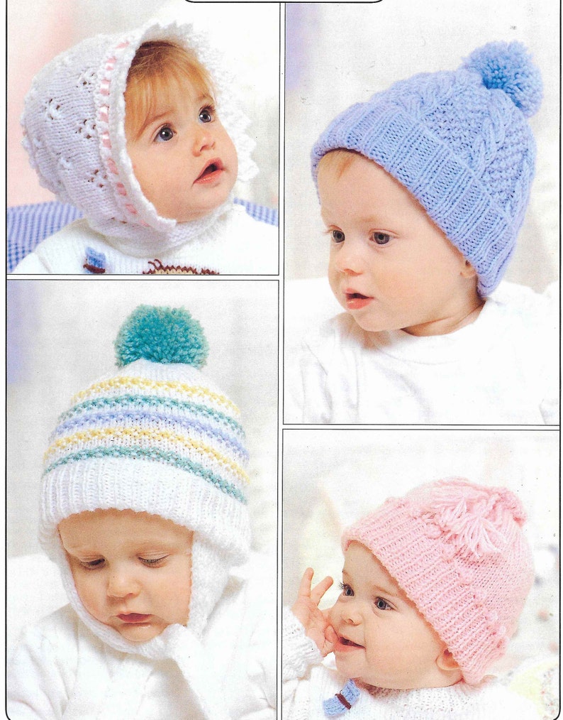 Baby Hat Knitting Pattern Boys Girls Newborn 0 2 Years Baby DK Bobble Hat Knitting Pattern Newborn Boy Girl DK PDF Instant Download image 1