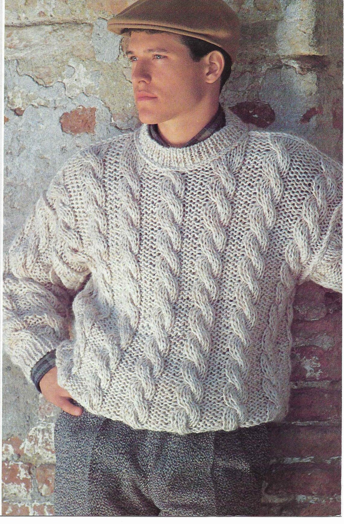 Mans Cable Sweater Knitting Pattern Mens Cable Jumper Knitting Etsy