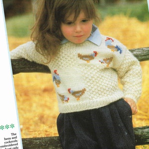 Knitting Pattern PDF DOWNLOAD Girl Sweater Jumper Chicken 22 - 26 inch 56 - 66 cm Vintage Knitting pattern Instant Download Chicken
