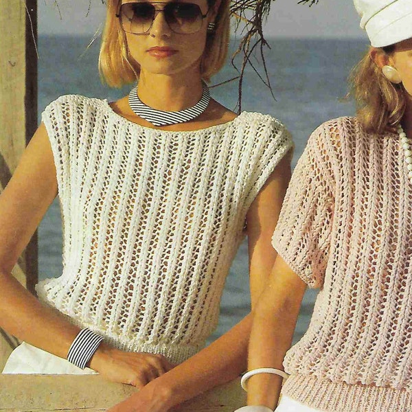 11 X Frauen Baumwolle Sommer Pullover Strickmuster Damen Kurze Fledermaus Ärmellose Weste Stricken PDF Baumwolle DK 30 - 40 Zoll Instant Download