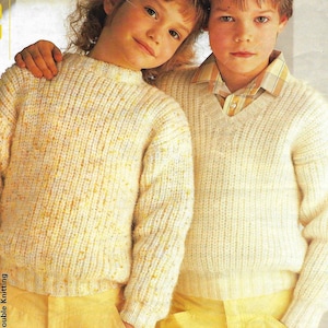 Boy Girl Fisherman Rib Knitting Pattern PDF Boy Girl Sweater Jumper 22 - 28 inch 4 - 10 yrs DK Knitting Pattern PDF Instant Download