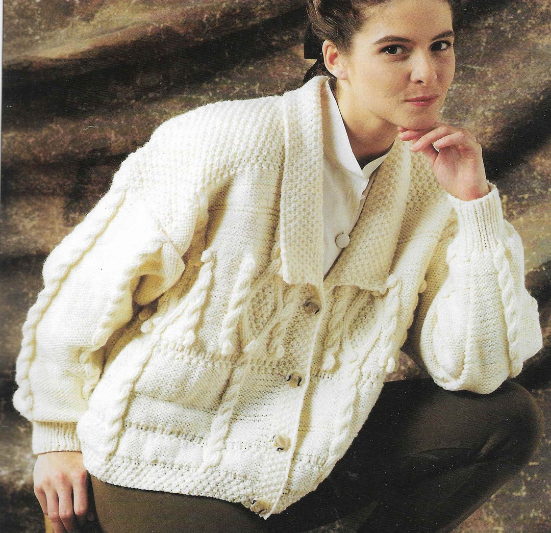 Aran Coat Jacket Cardigan Aran Knitting Pattern Cable Sweaters Jumpers ...
