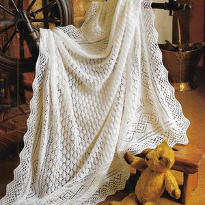 Baby Shawl Knitting Pattern  3 ply Baby Square Blanket Pram Cover Cot Pattern Square Shawl Christening Shawl 50 x 50 " instant download