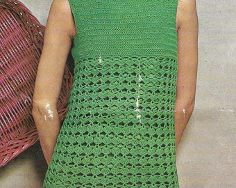 Vintage Womens Girls Crochet Dress 4 PLY Crochet Pattern Lace 32 - 36 inch Ladies Crochet Dress Pattern pdf instant download