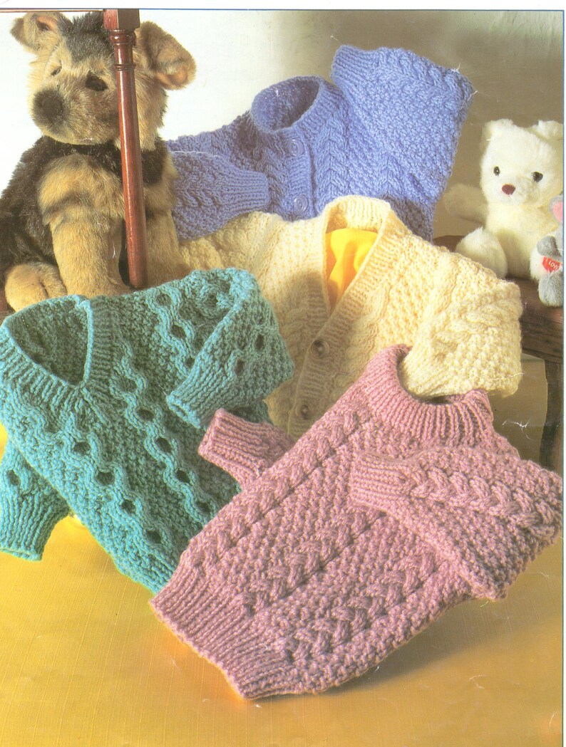 Baby Knitting Pattern Childrens Knitting Pattern Aran Cardigan Etsy