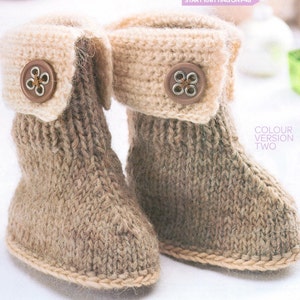 Ugg Boot Pattern Instant Down load Knitting Pattern PDF File Baby Winter Boots Crochet Detail Ugg Style Baby Bootees Booties