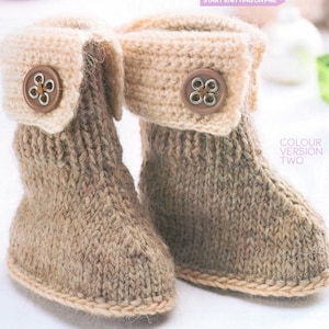 Ugg Boot Pattern Instant Down load Knitting Pattern PDF File Baby Winter Boots Crochet Detail Ugg Style Baby Bootees Booties