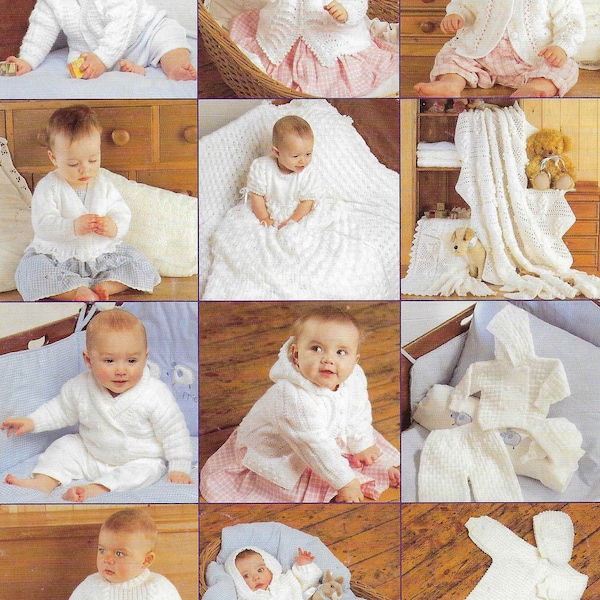 12 X Baby DK 4 Ply Knitting Pattern Newborn Toddler Cardigan Dress Sweater Sleeping Bag Cable Lace 16 - 26 inch PDF Instant download