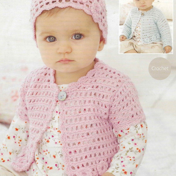 Baby CROCHET PATTERN Crochet Cardigan Waistcoat Bolero Hat Crochet 0 - 7 Years 16 - 26 inch 4 Ply Baby Crochet Pattern PDF instant download