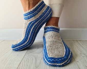 Hand knit Wool Slippers/Warm Socks with Double Sole/Home boots /Custom Size and Width/All Colors/The Best gift for him/ her/ DDP Shipping