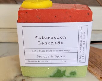 Watermelon Lemonade| Gift | Natural Soap | Luxury Bar | Goat Milk Bar | Sensitive Skin | Soap Top | Artisan Soap | Handmade Soap |