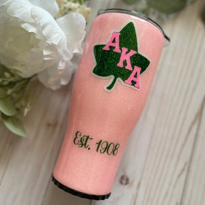 AKA Sorority Leaf Tumbler, AKA Tumbler Gifts, Sorority Gifts, Aka Paraphernalia, Custom cup, Glitter Tumbler, AKA cup, Alpha Kappa Alpha