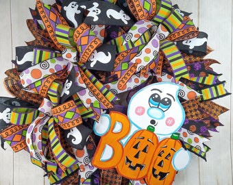 Halloween Ghost Wreath: Front Door Storm Screen Decor