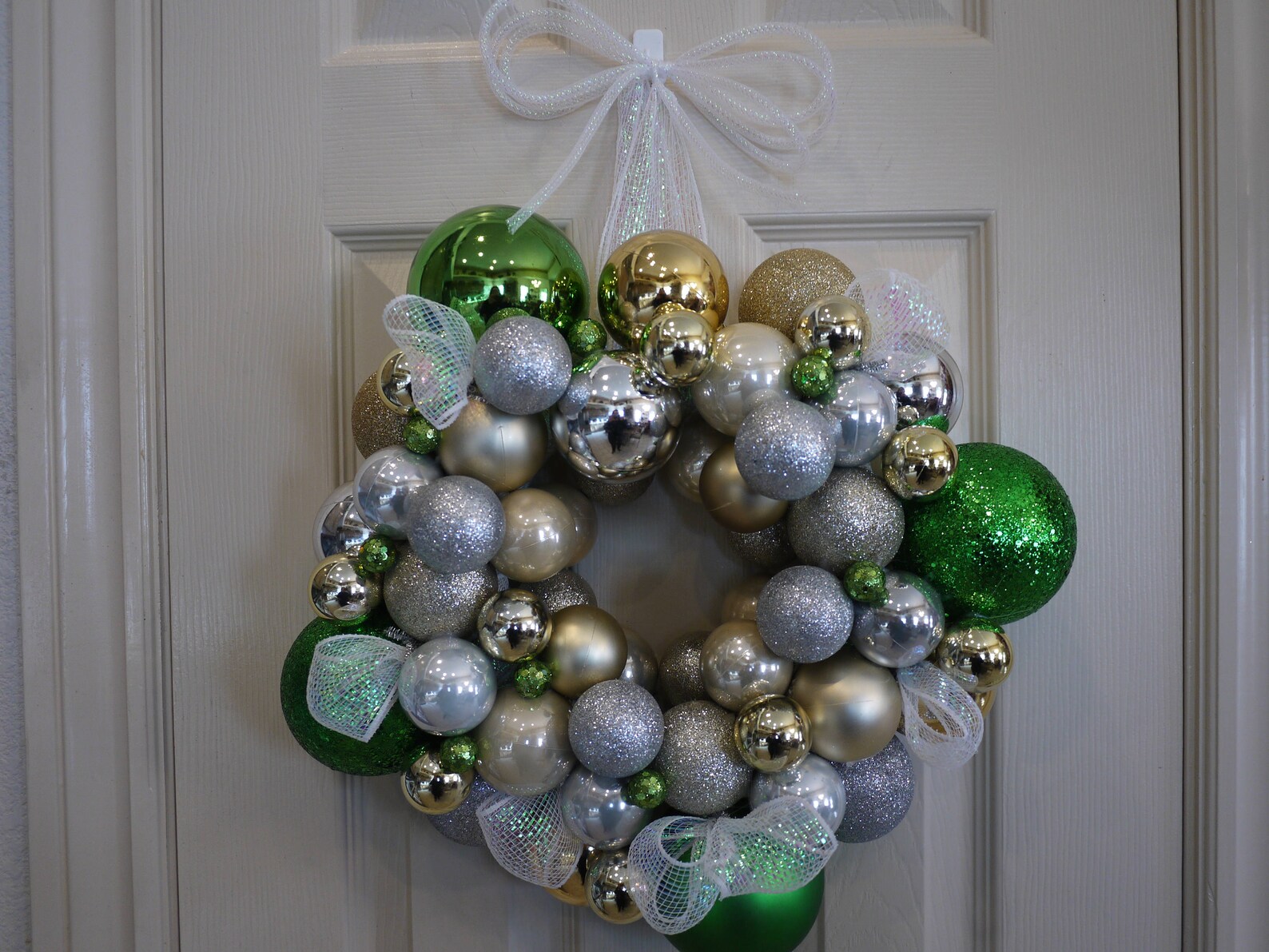 Christmas Wreath Green Gold & Silver Christmas Ball Wreath Etsy