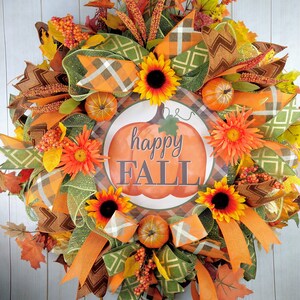 Sunflower Pumpkin Fall Wreath: Orange Harvest Decor image 4